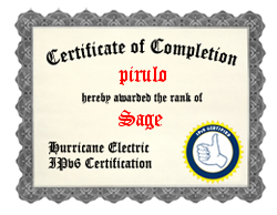 IPv6 Certification Badge for pirulo